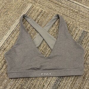 P'tula Charcoal Cross-Back Sports Bra